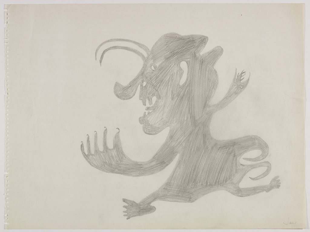 Imaginary Scene depicting a creature with one large hand