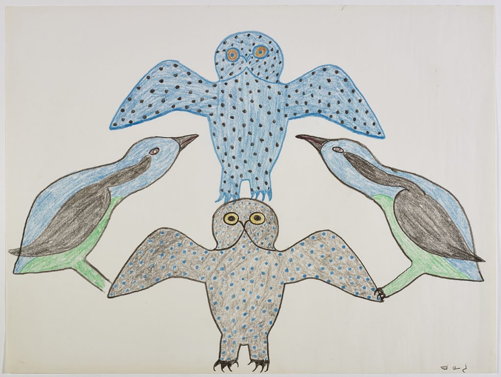 Abstract design depicting two owls