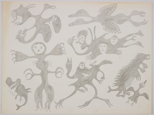 Imaginary scene depicting five creatures all with different animal limbs