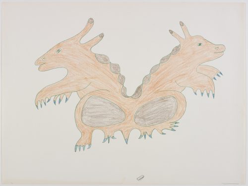 a symmetrical creature made of two conjoined creatures facing away from each other