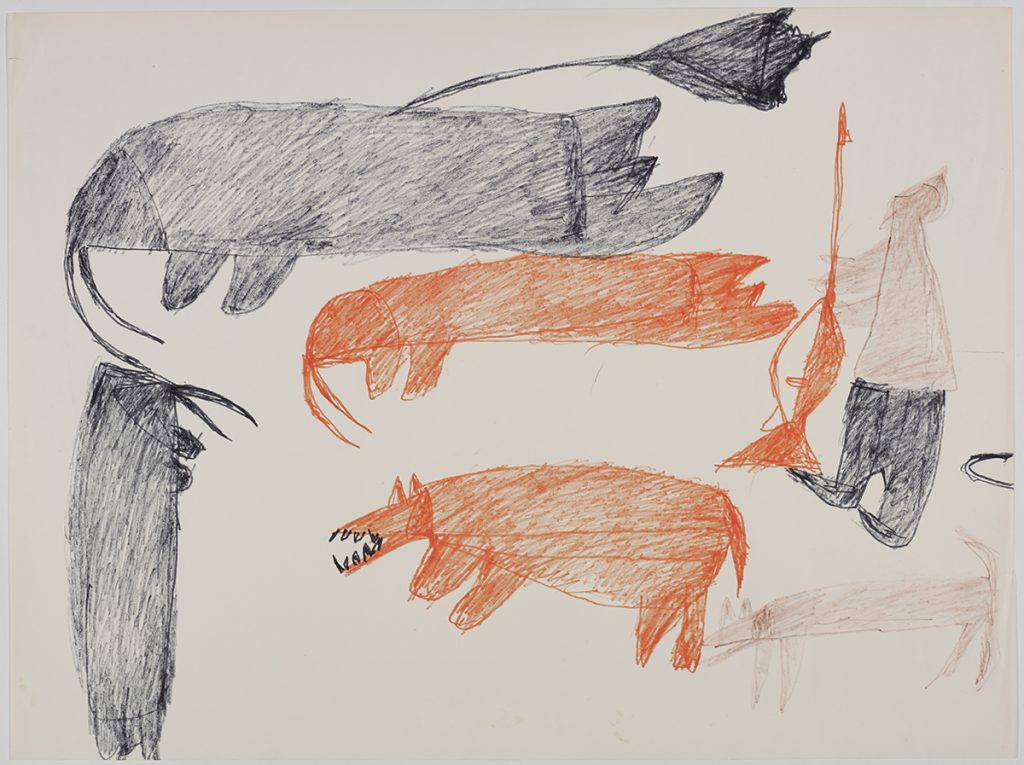 A walrus with a buoy attached to it on the top and a polar bear