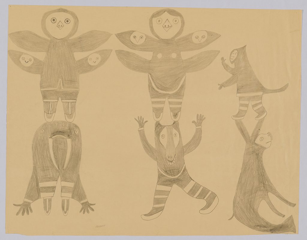 Two rows of six imaginary creatures standing on top of each other