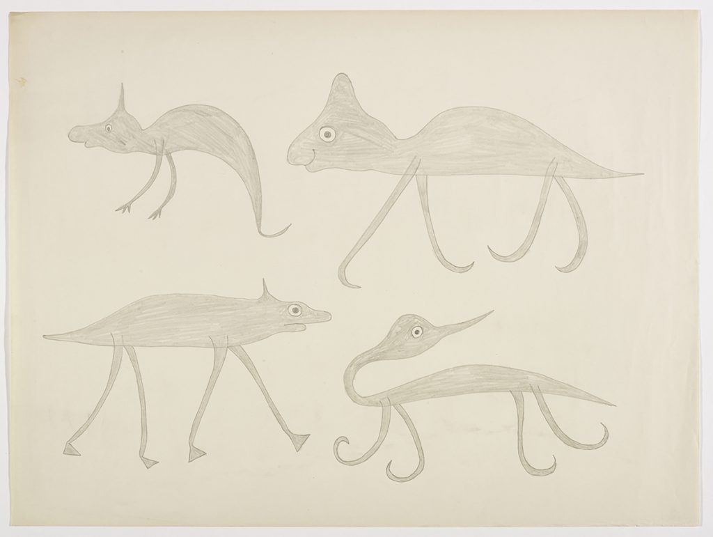 Four dog-like creatures with long legs